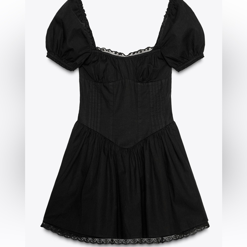 Zara Black Puff Sleeve Dress